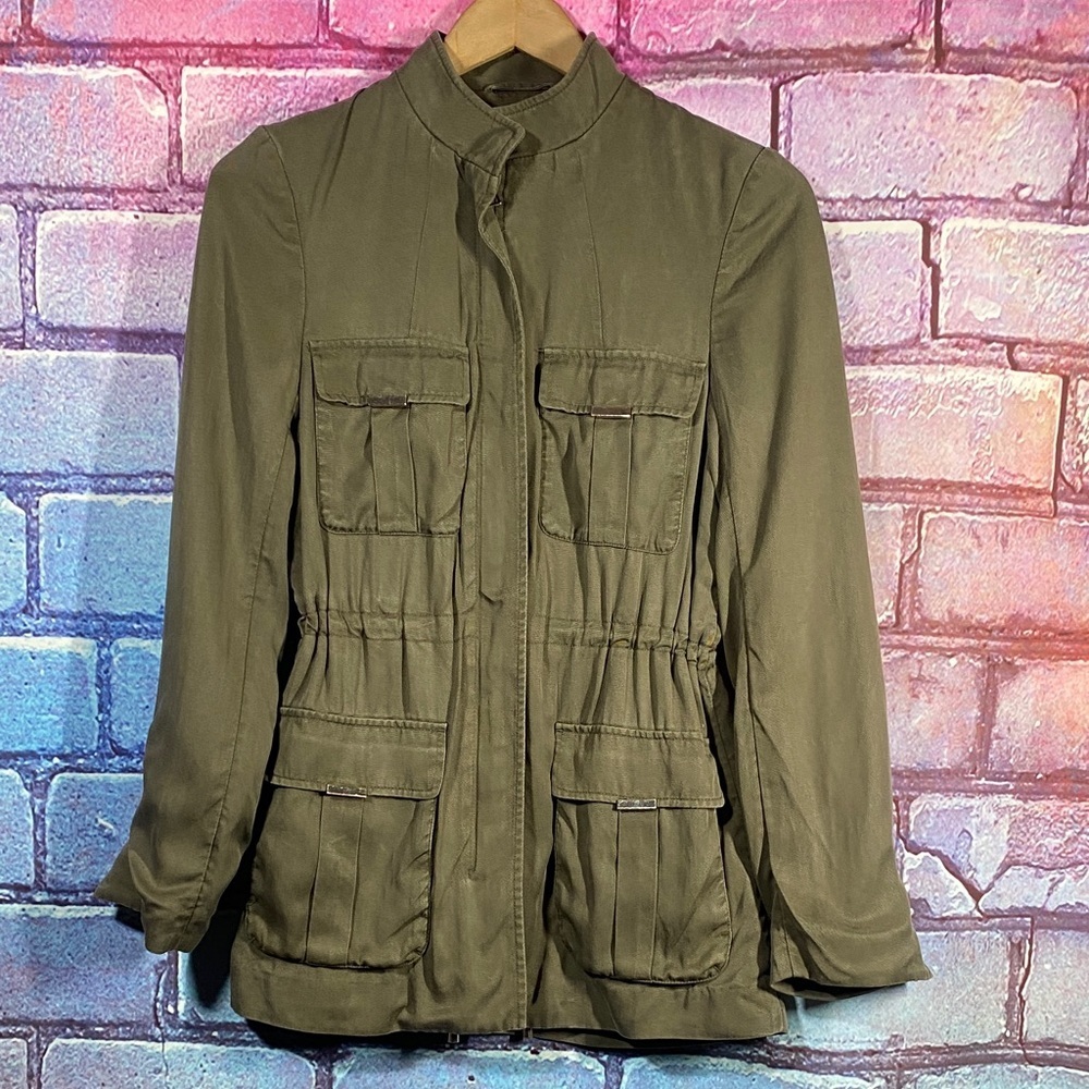 H&M Conscious Utility Jacket Olive Green Womens XS Size 2 Military Style